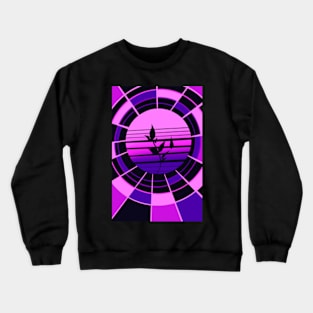 Neon 80s Retro Geometric Shapes With Flower Crewneck Sweatshirt